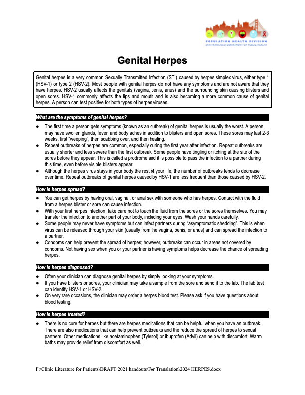 Genital Herpes Fact Sheet